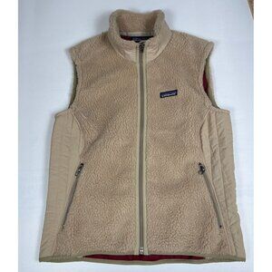 Patagonia Women Large L Tan Retro Pile Full Zip Synchilla Shearling Fleece Vest